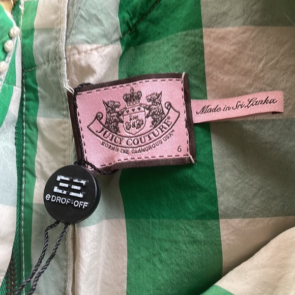 JUICY COUTURE sz6/8 green gingham plaid picnic top blouse silk/cotton - Picture 2 of 7